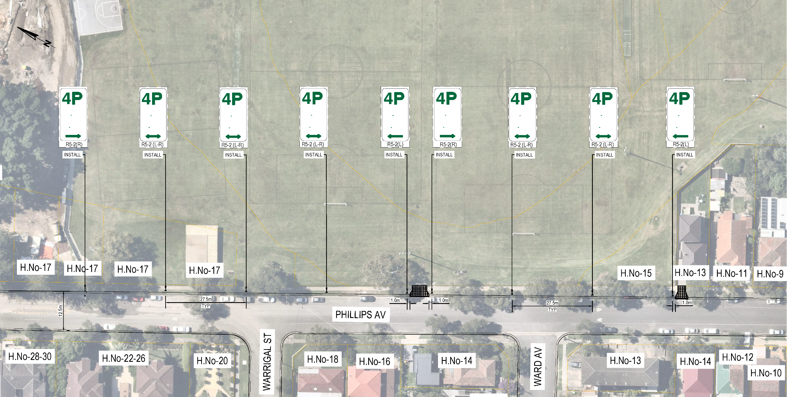 Parking restrictions plan, Philips Av Canterbury 