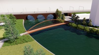 View of the proposed bridge looking towards Tasker Park from Charles Street